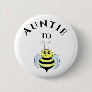 Auntie To Be Bee New Aunt Baby Shower 6 Cm Round Badge