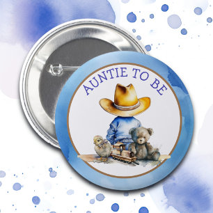 Auntie to Be of a Lil' Cowboy   Baby Shower 6 Cm Round Badge