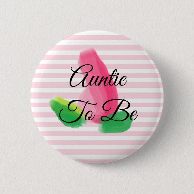 Auntie to be Rosebud Pink Baby Shower Button (Front)