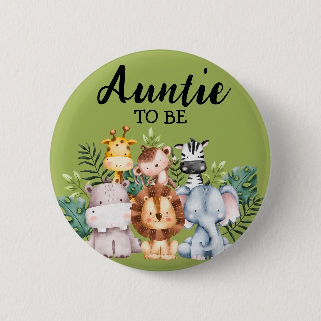 Auntie To Be | Woodland Creatures Baby Shower 6 Cm Round Badge (Front)