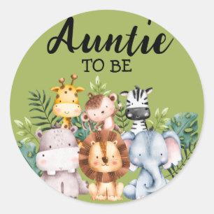 Auntie To Be Woodland Creatures Baby Shower Classic Round Sticker