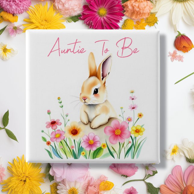 Auntie To Be | Woodland Themed Baby Shower 15 Cm Square Badge (Creator Uploaded)