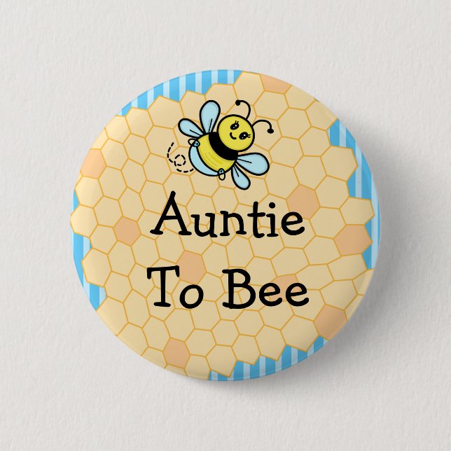 Auntie To Bee, Baby Shower 6 Cm Round Badge (Front)