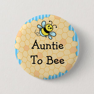 Auntie To Bee, Baby Shower 6 Cm Round Badge