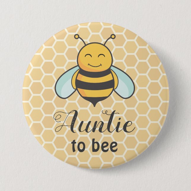 Auntie to bee Honeybee Aunt Badge Cute Baby Shower (Front)