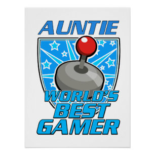 Auntie World's best gamer retro logo Poster