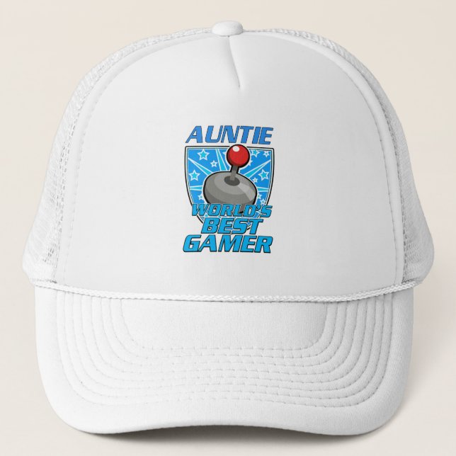Auntie World's best gamer retro logo Trucker Hat (Front)