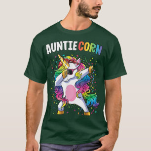 Auntiecorn Women Unicorn Birthday Dabbing Unicorn T-Shirt