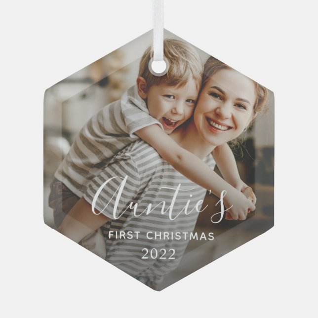 Auntie's First Christmas Glass Ornament (Front)