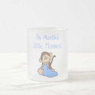Auntie's Little Monkey Blue T-shirts and Gifts Frosted Glass Coffee Mug