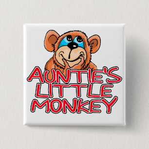 Auntie's Little Monkey Tshirts and Gifts 15 Cm Square Badge