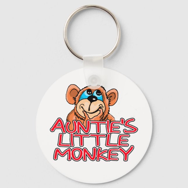 Auntie's Little Monkey Tshirts and Gifts Key Ring (Front)
