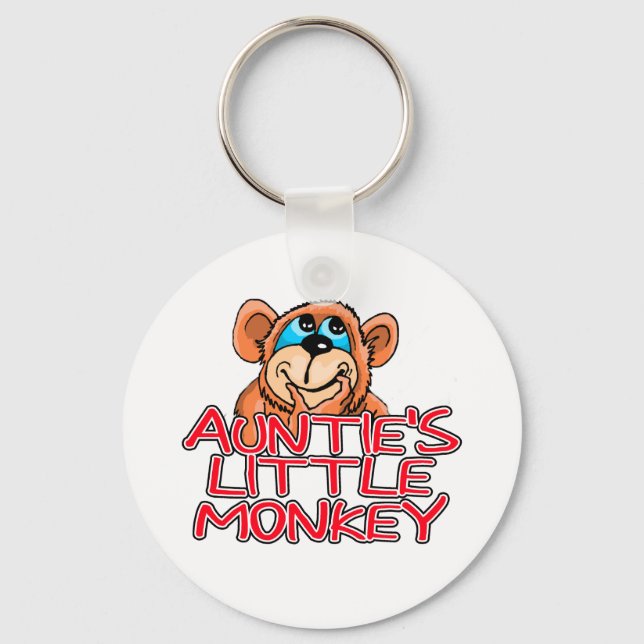 Auntie's Little Monkey Tshirts and Gifts Key Ring (Front)