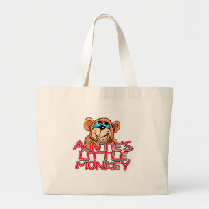 Auntie's Little Monkey Tshirts and Gifts Large Tote Bag