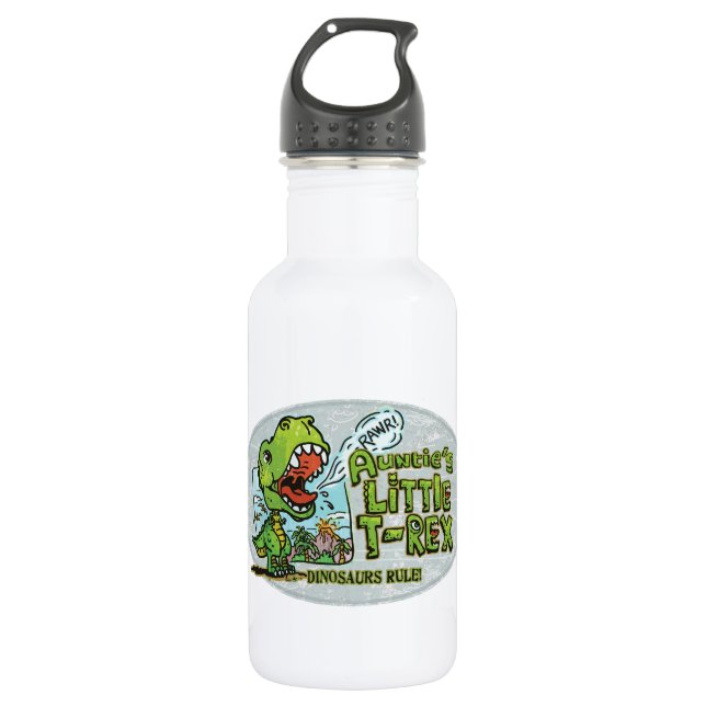 Auntie's Little T Rex Oval 532 Ml Water Bottle (Front)