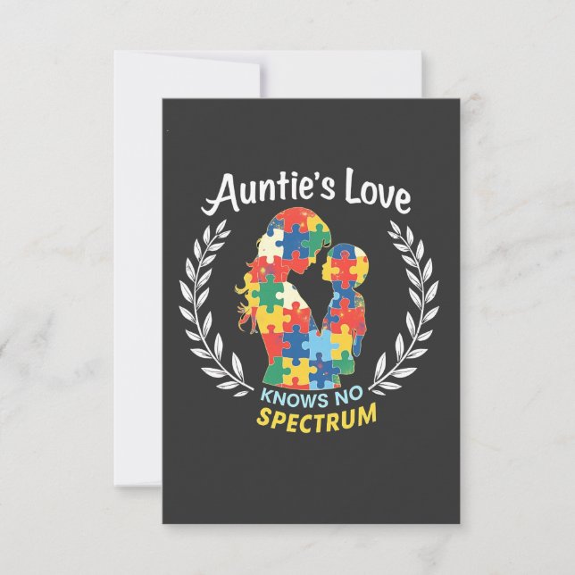 Auntie's Love Has No Spectrum Autism Awareness  Thank You Card (Front)