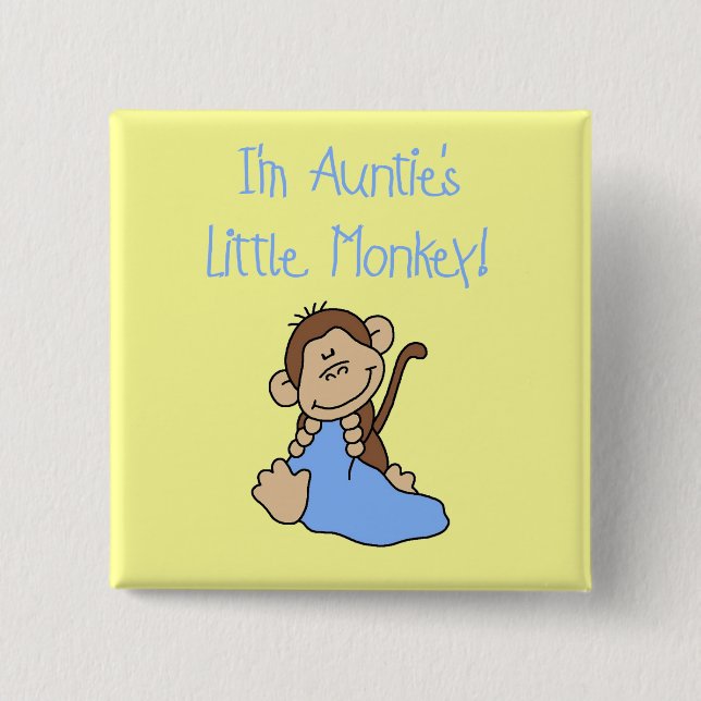 Auntie's Monkey - Blue Tshirts and Gifts 15 Cm Square Badge (Front)