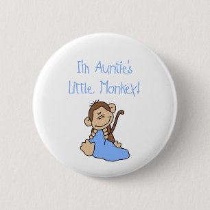 Auntie's Monkey - Blue Tshirts and Gifts 6 Cm Round Badge