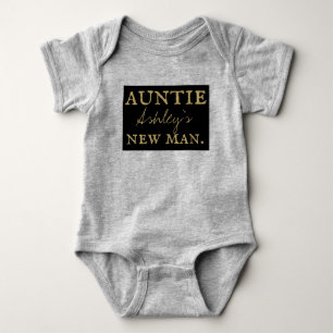 auntie's new man personalised baby bodysuit