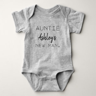 auntie's new man personalised baby bodysuit