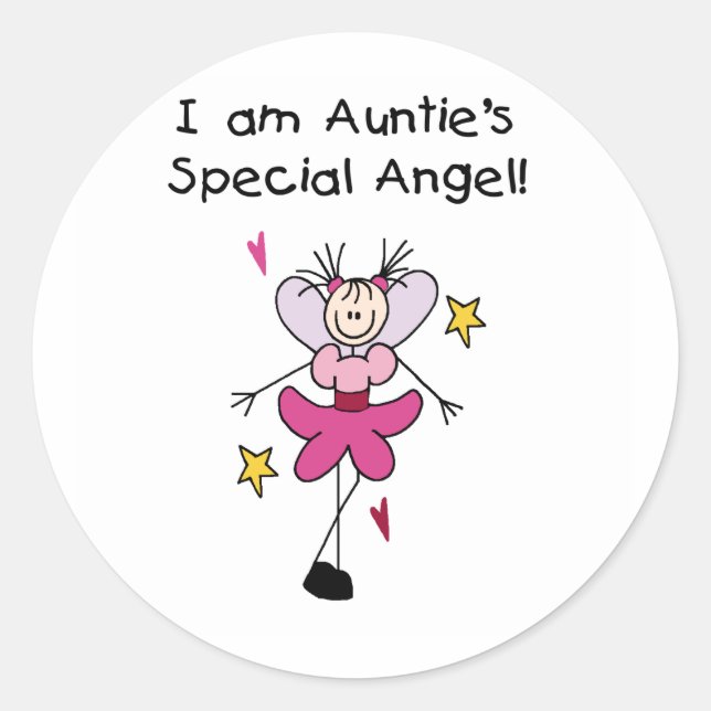 Auntie's Special Angel Classic Round Sticker (Front)