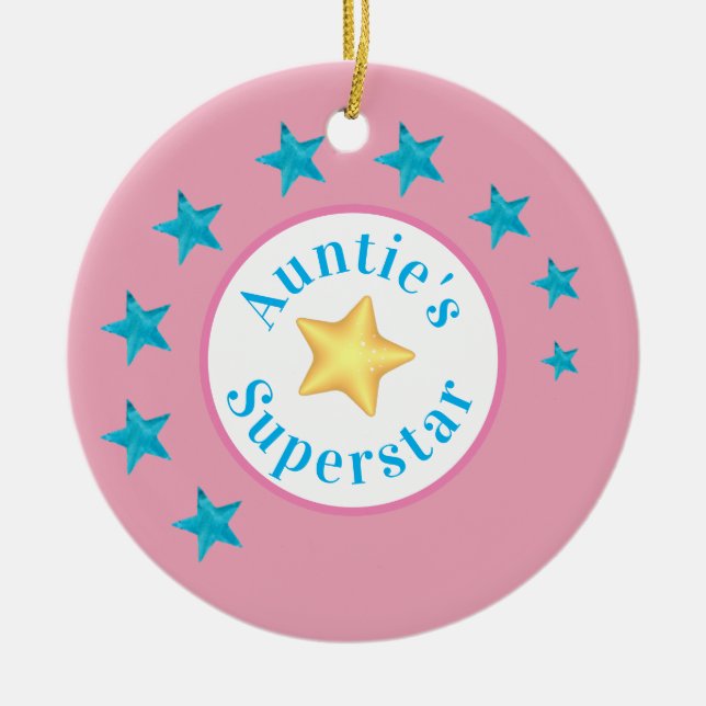Auntie's Superstar Niece Personalized Ceramic Tree Decoration (Front)