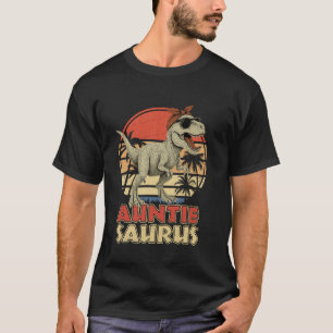 Auntiesaurus Dinosaur Funny Retro Sunset Cool Aunt T-Shirt