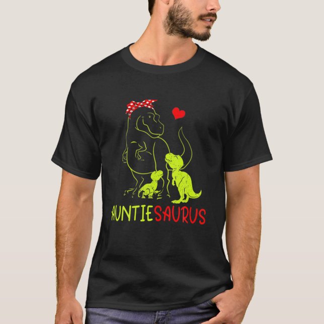Auntiesaurus T Rex Auntie Saurus Dinosaur Family M T-Shirt (Front)