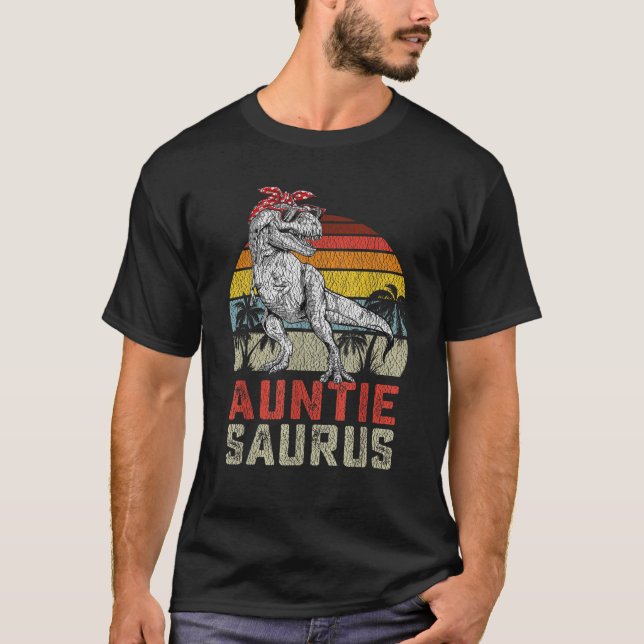 Auntiesaurus T Rex Dinosaur Auntie Saurus Family M T-Shirt (Front)