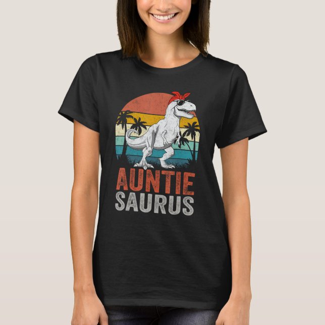 Auntiesaurus T Rex Dinosaur Auntie Saurus Family M T-Shirt (Front)