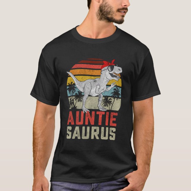 Auntiesaurus T Rex Dinosaur Auntie Saurus Family T-Shirt (Front)