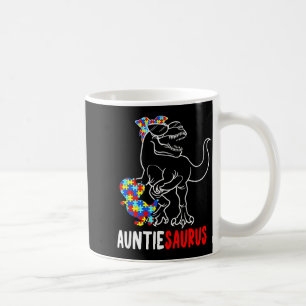 Auntiesaurus T Rex Dinosaur Autism Awareness Aunti Coffee Mug