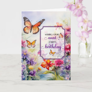 Aunt's Birthday Butterflies and Bright Wildflower Card