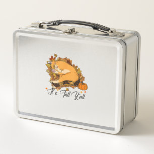 Auntumn Cat It’s Fall Y’all Pumpkins Autumn Hallow Metal Lunch Box