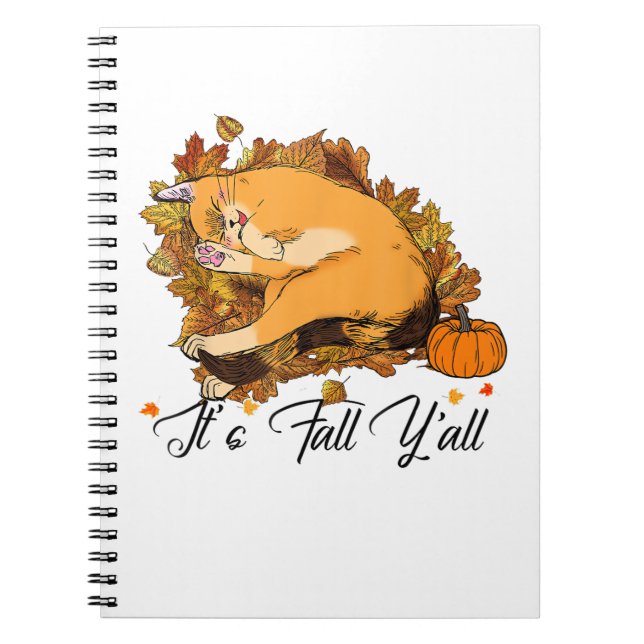 Auntumn Cat It’s Fall Y’all Pumpkins Autumn Hallow Notebook (Front)