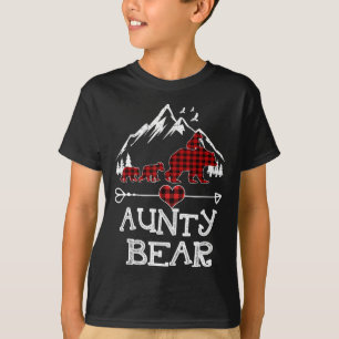 Aunty Bear Christmas Pajama Red Plaid Buffalo Fami T-Shirt