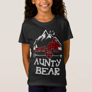 Aunty Bear Christmas Pajama Red Plaid Buffalo Fami T-Shirt