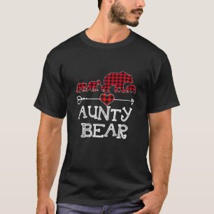 Aunty Bear Christmas Xmas Pajama Red Plaid Buffalo T-Shirt