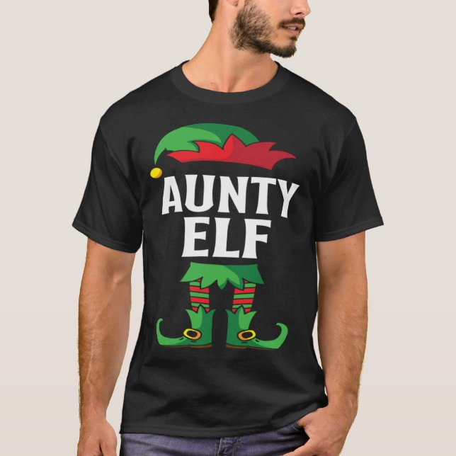 Aunty Elf Costume Christmas Holiday Matching Famil T-Shirt (Front)