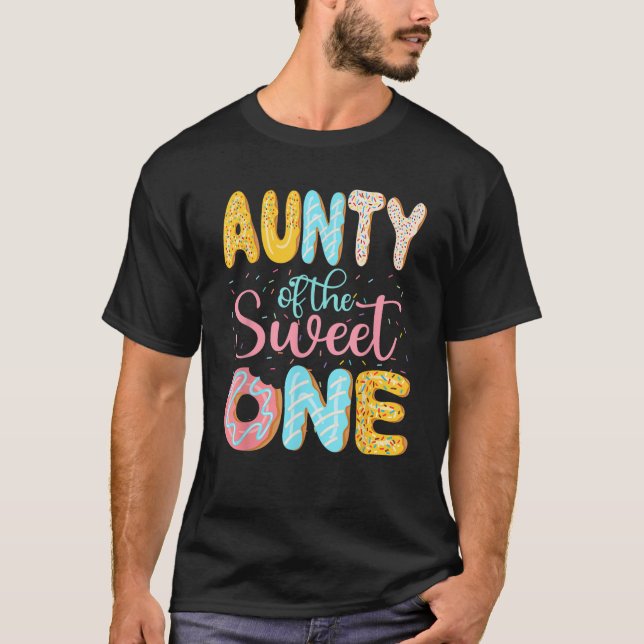 Aunty of the Sweet One Aunt Doughnuts Family Match T-Shirt (Front)