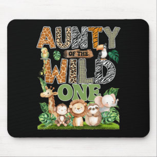 Aunty Of The Wild One 1st Birthday Kids Safari Mouse Mat