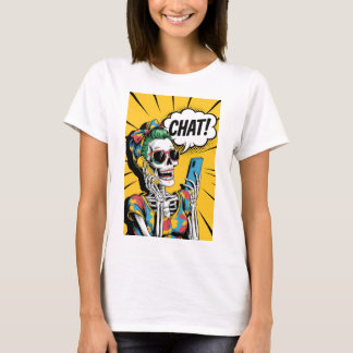 Aunty Skeleton Chat - Classic Pop Art T-Shirt