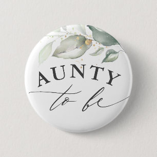 Aunty to be - Watercolor Greenery Baby Shower 6 Cm Round Badge