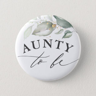 Aunty to be - Watercolor Greenery Baby Shower 6 Cm Round Badge