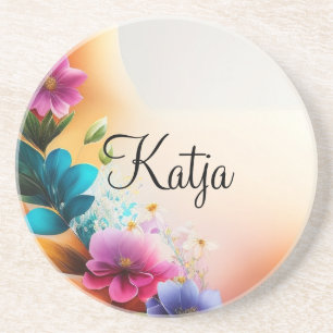 Auqarell Blumen auf Halbmond Coaster