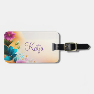 Auqarell Blumen auf Halbmond Luggage Tag