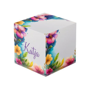 Auqarell Blumen bunt Cube