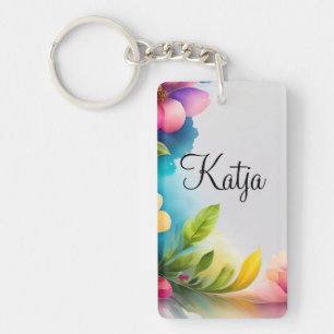 Auqarell Blumen bunt Key Ring