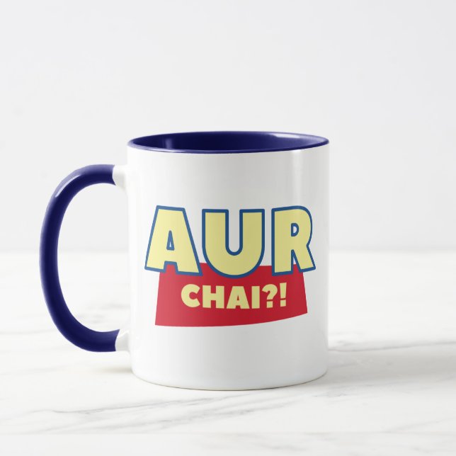 Aur chai? Funny  Chai Indian Food Pun Tea Coffee  Mug (Left)