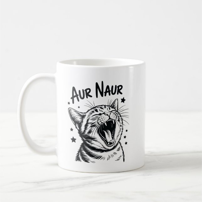 Aur Naur Funny Cat Meme Cute Cat Lover Aesthetic  Coffee Mug (Left)